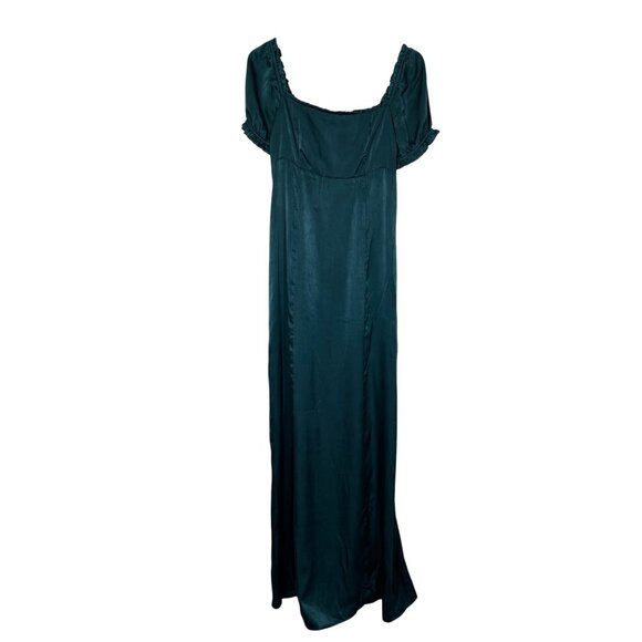 Show me Your Mumu Brittany Satin Maxi Dress Womens Size L Dark Emerald Holiday - Picture 2 of 9